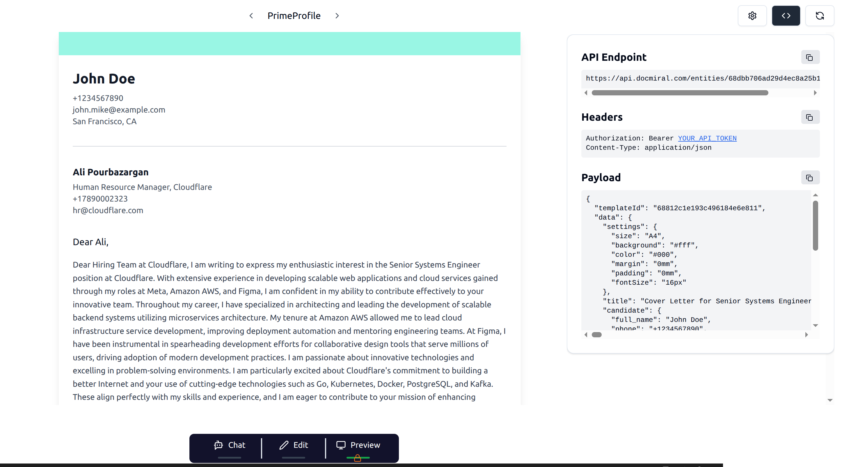 API create document illustration