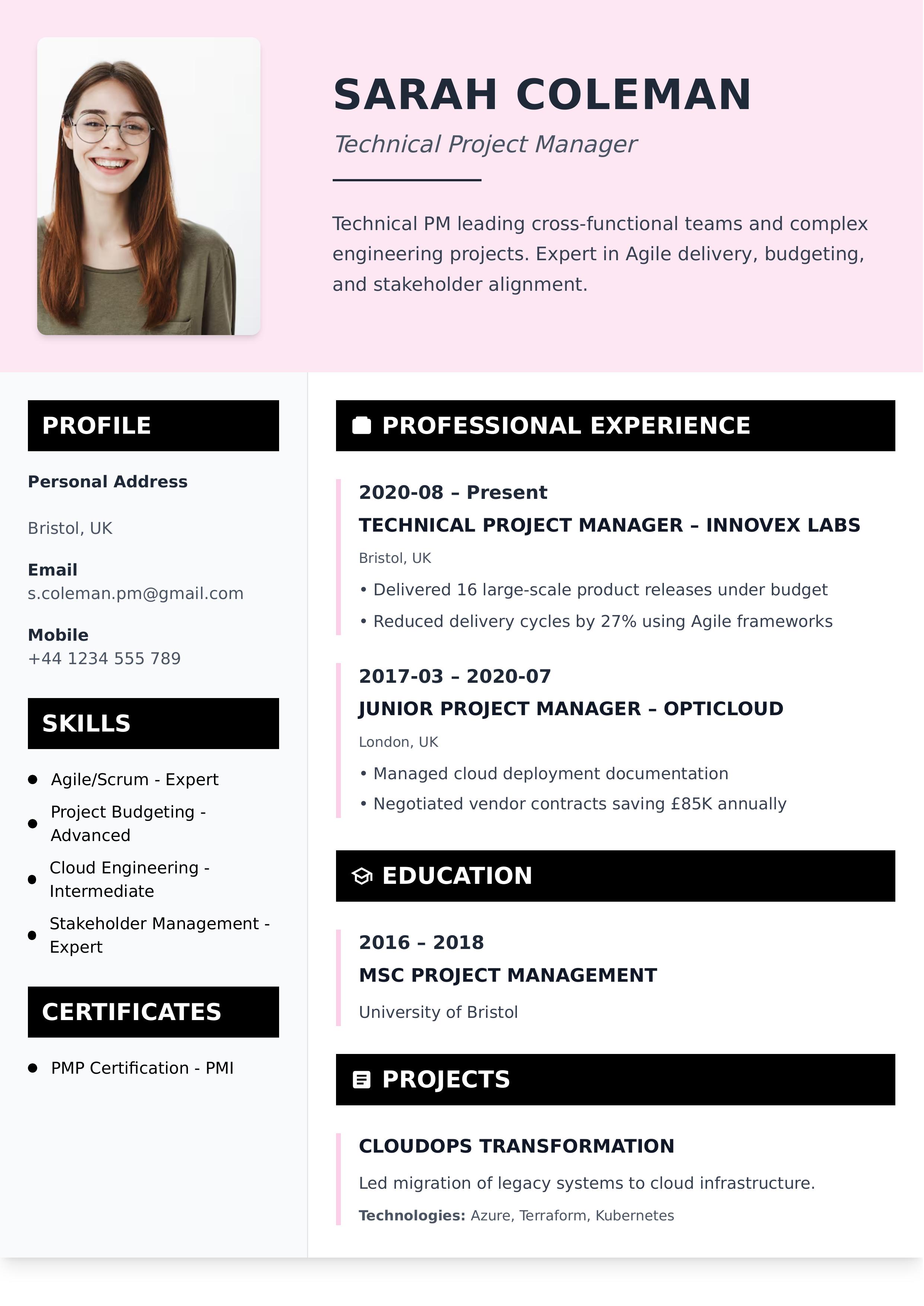 Resumes (CV) category of templates