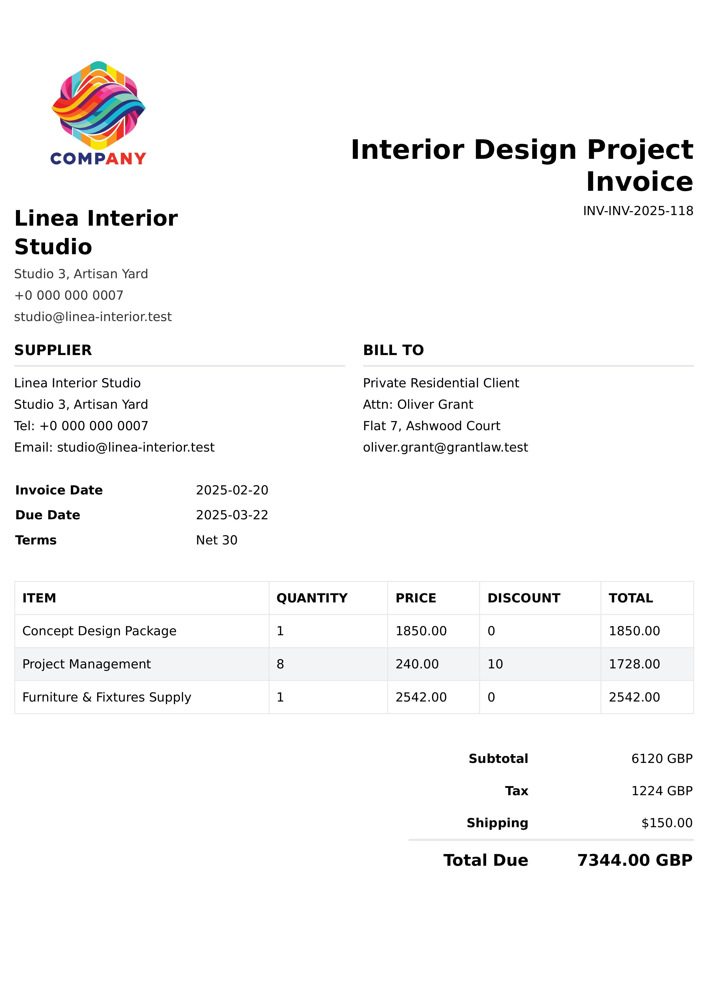 Invoices category of templates
